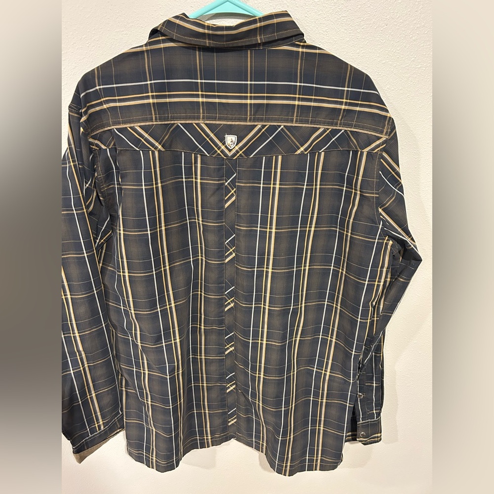 Kuhl Eluxur Pearl Snap Button Shirt Men's L Plaid Brown - Picture 2 of 3